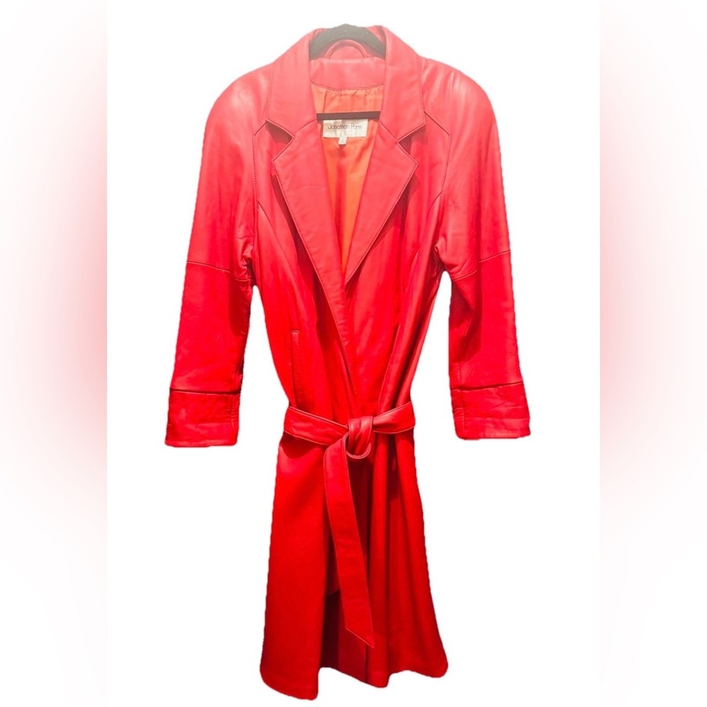 Jonathan Paris Vintage Women’s Red Leather Trench Coat Size XS - Picture 3 of 5